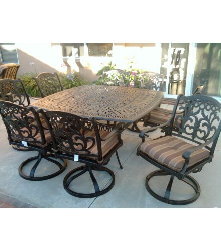 Flamingo 9pc Outdoor Patio Dining Set with 64x64 Square Table Series 2000 - Antique Bronze