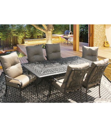 Tortuga Outdoor Patio 7pc Dining Set for 6 Person with 44X84 RECTANGLE SERIES 2000 TABLE - Antique Bronze Finish
