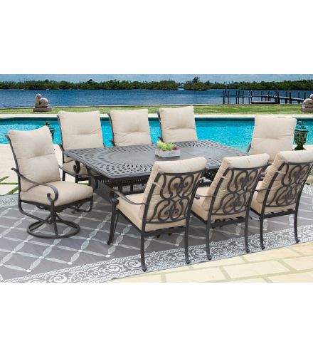 Tortuga Outdoor Patio 9pc Dining Set with 48x84-132 Inch Extendable Table Series 6000 