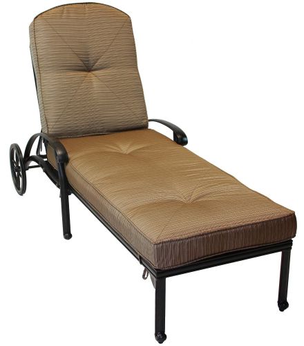 Flamingo Cast Aluminum Outdoor Patio Chaise Lounge with Cushion - Antique Bronze