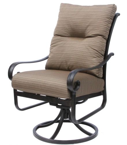 TORTUGA ALUMINUM OUTDOOR PATIO DINING SWIVEL ROCKER CHAIR WITH CUSHION - ANTIQUE BRONZE